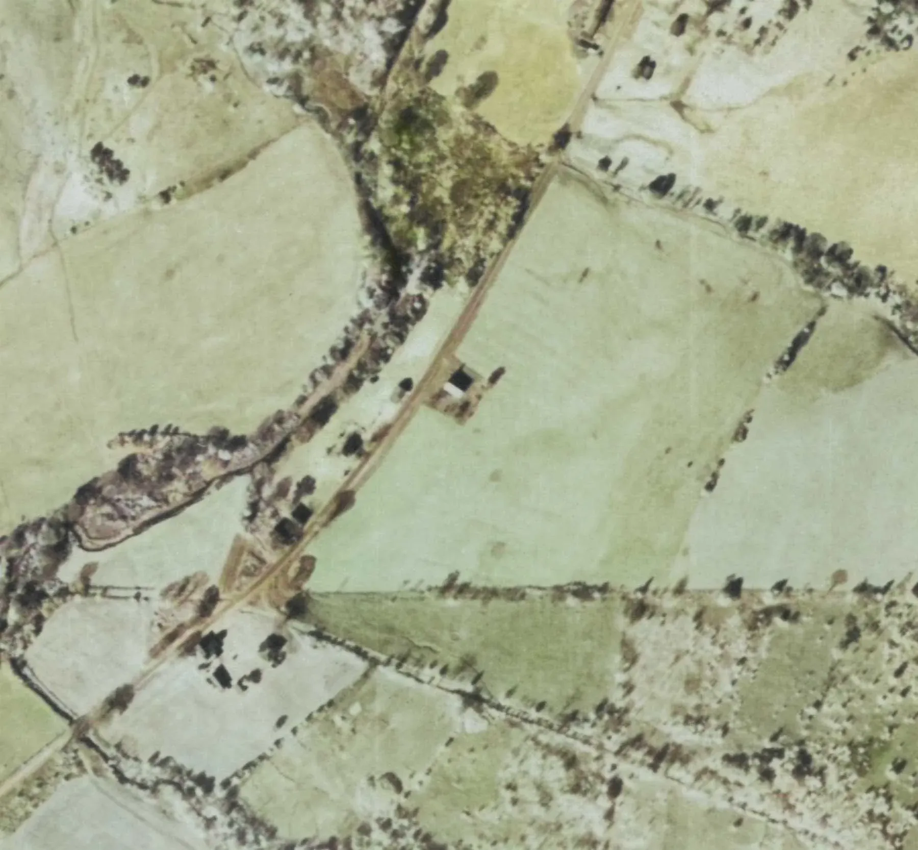 1950 PennDOT aerial photograph showing Cadis Baptist Church