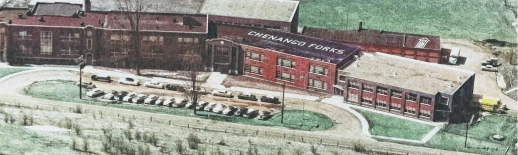 Historic aerial photograph of Charlotte Kenyon Elementary and the surrounding neighborhood