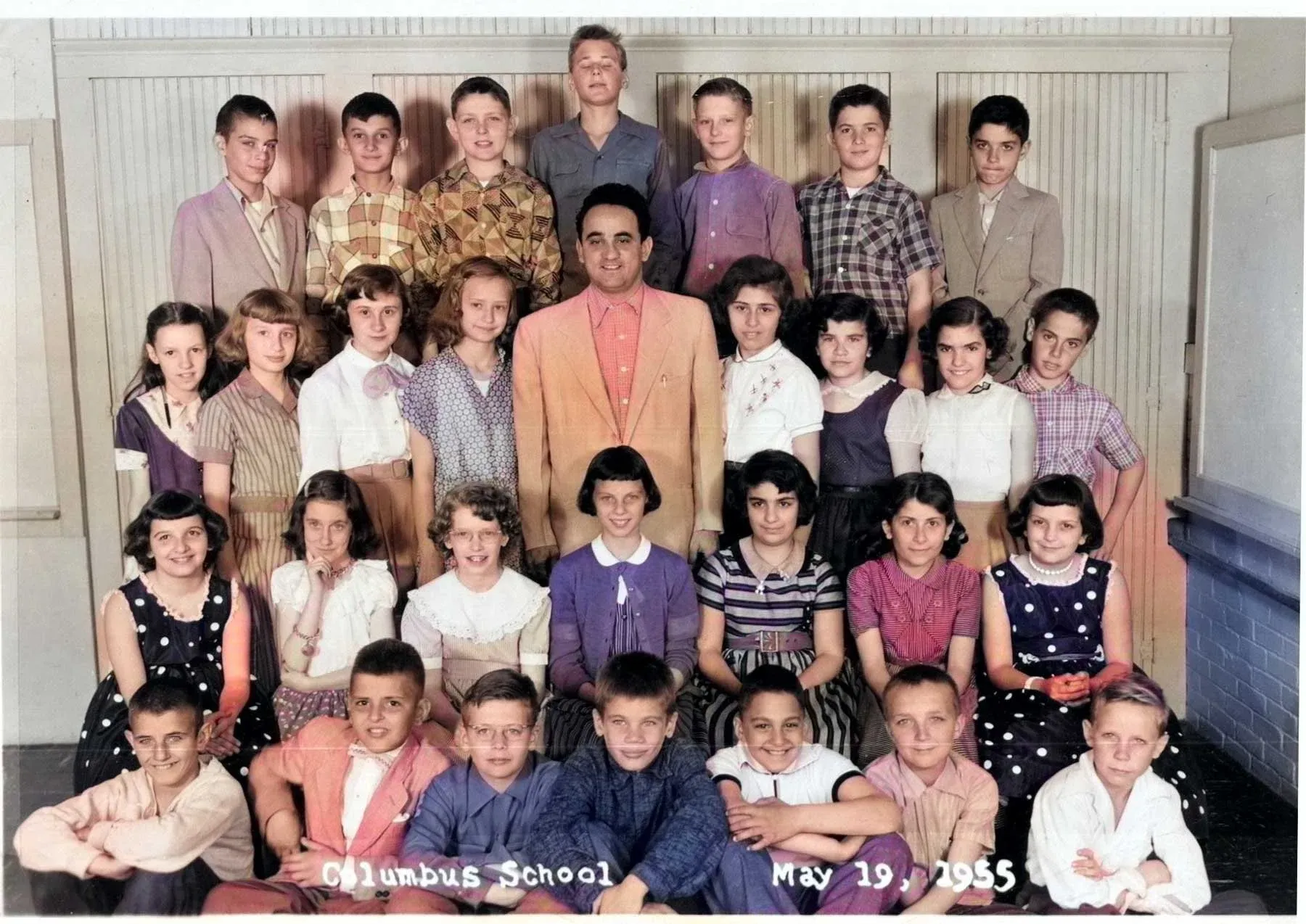 Historic 1955 class photograph from Columbus School in Rome, New York