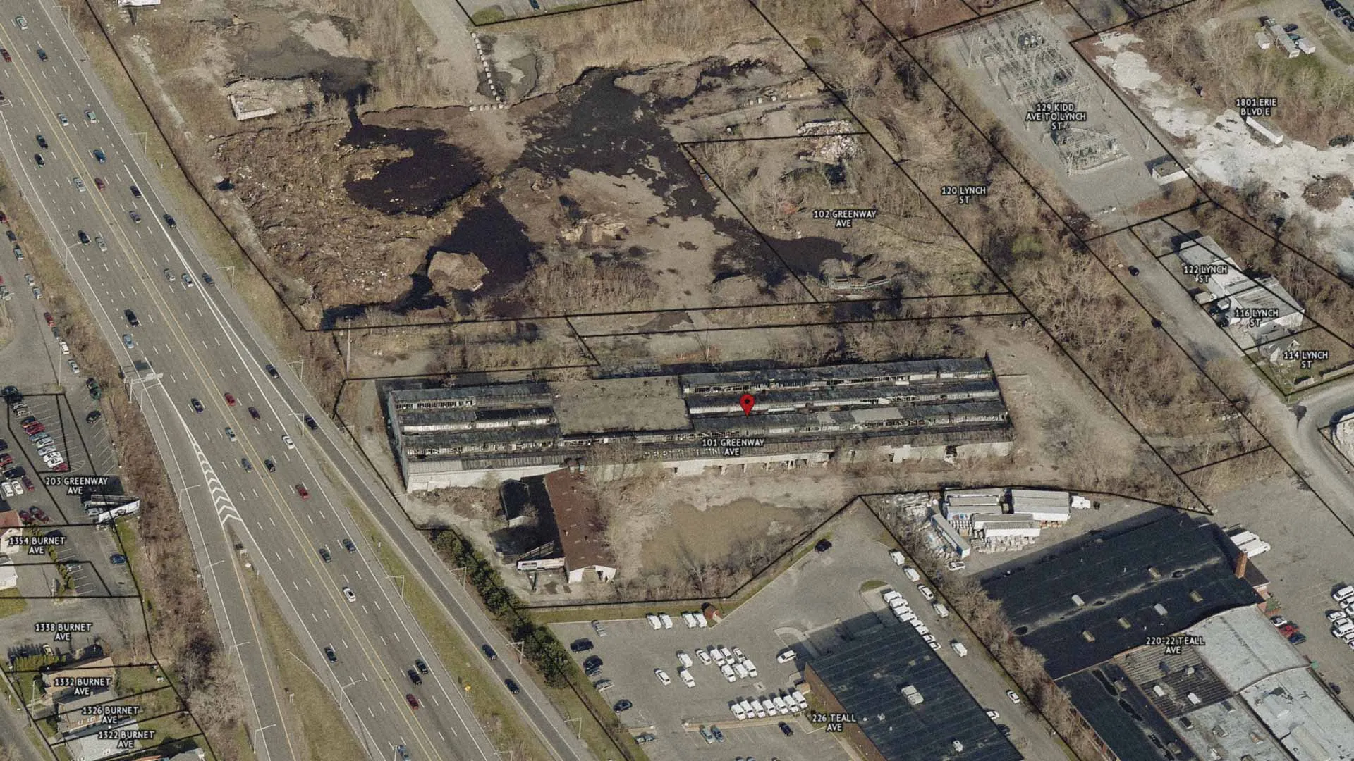 2014 oblique aerial photograph of the D.W. Winkelman Co. complex