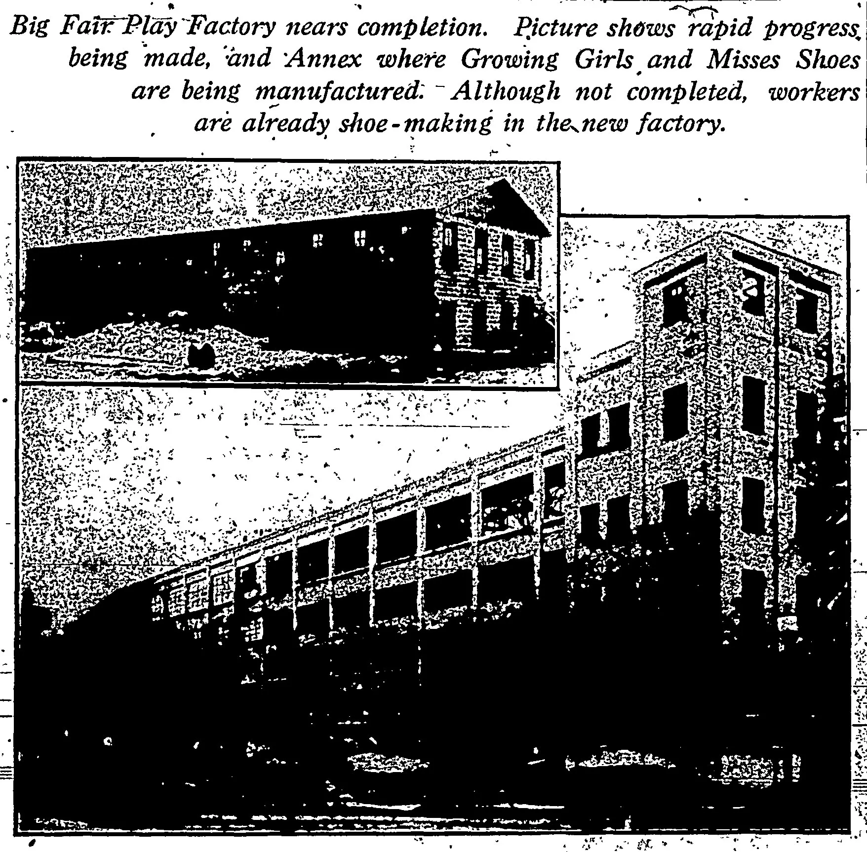 1923 News Dispatch article detailing the Endicott-Johnson Fair Play Factory