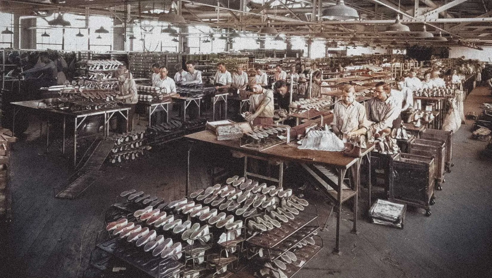 Historic photograph of Room 39 inside the Endicott-Johnson Fair Play Factory