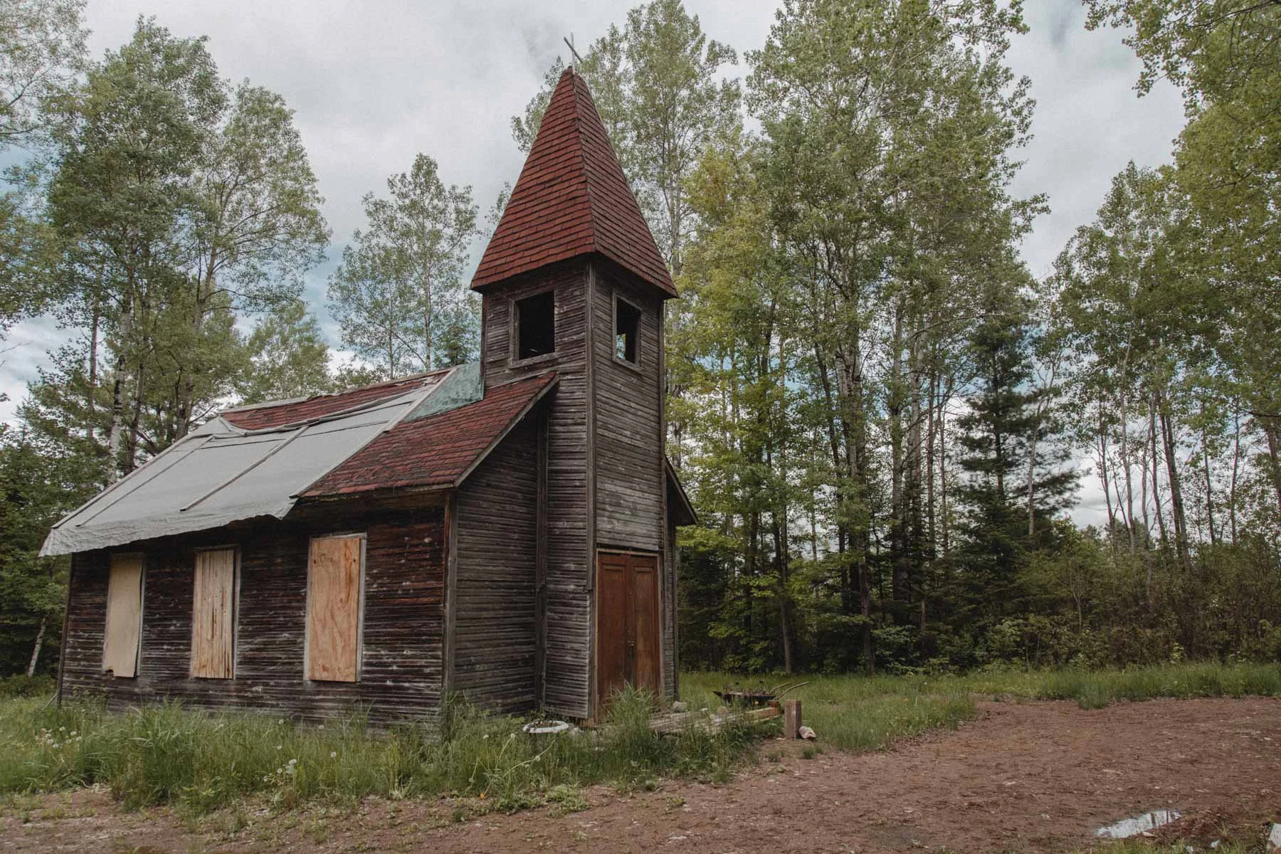 Exterior of the Estonian Evangelical Martin Luther Church in Gleason, Wisconsin