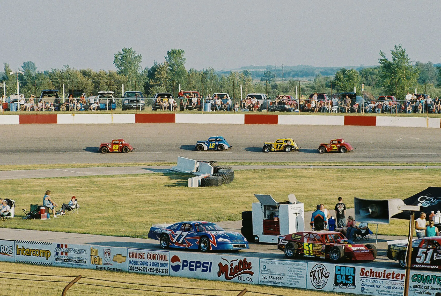 Fans filling the I-94 Speedway grandstands on a July 2006 race night