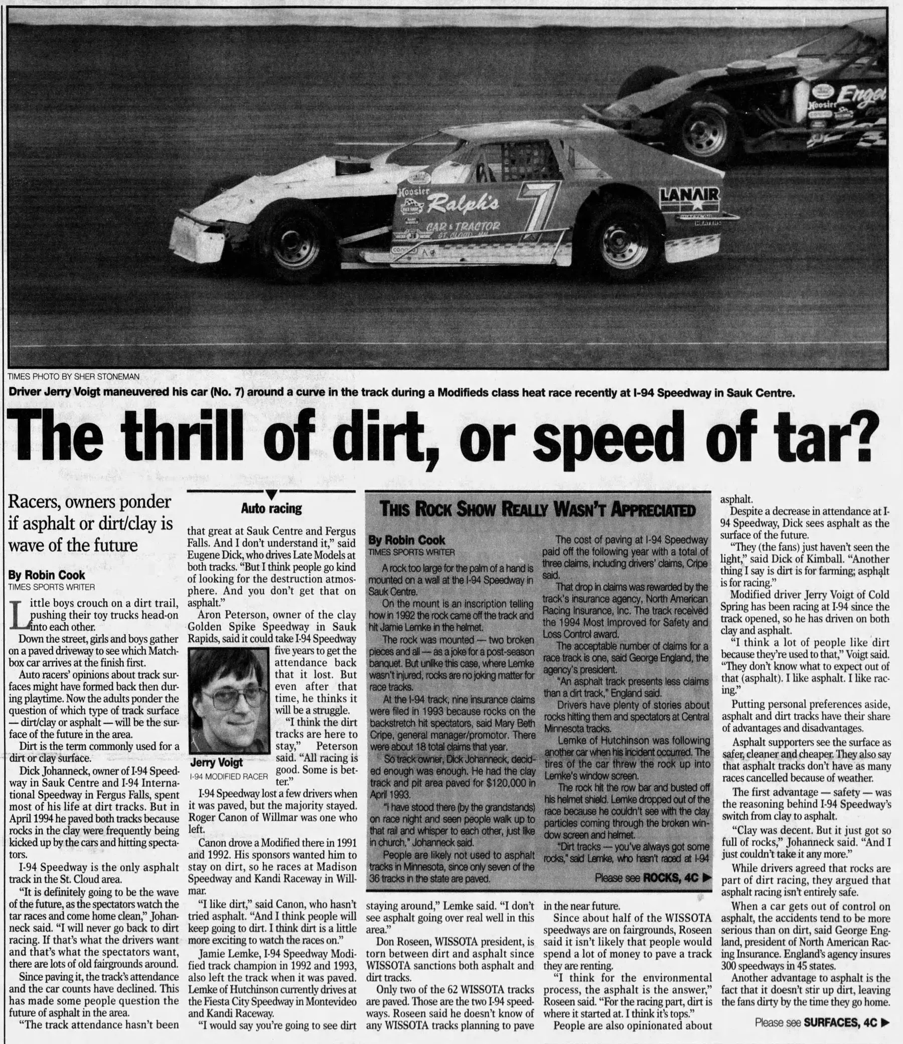 "Wave of the Future" newspaper clipping announcing the new Speedway