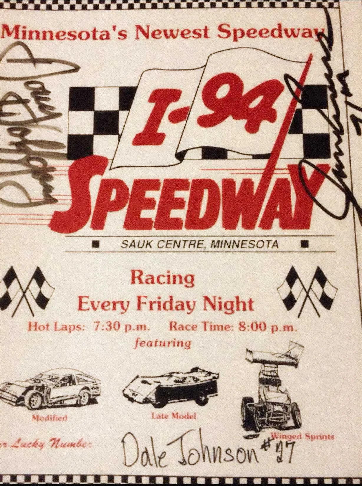 Autographed I-94 Speedway promotional flyer