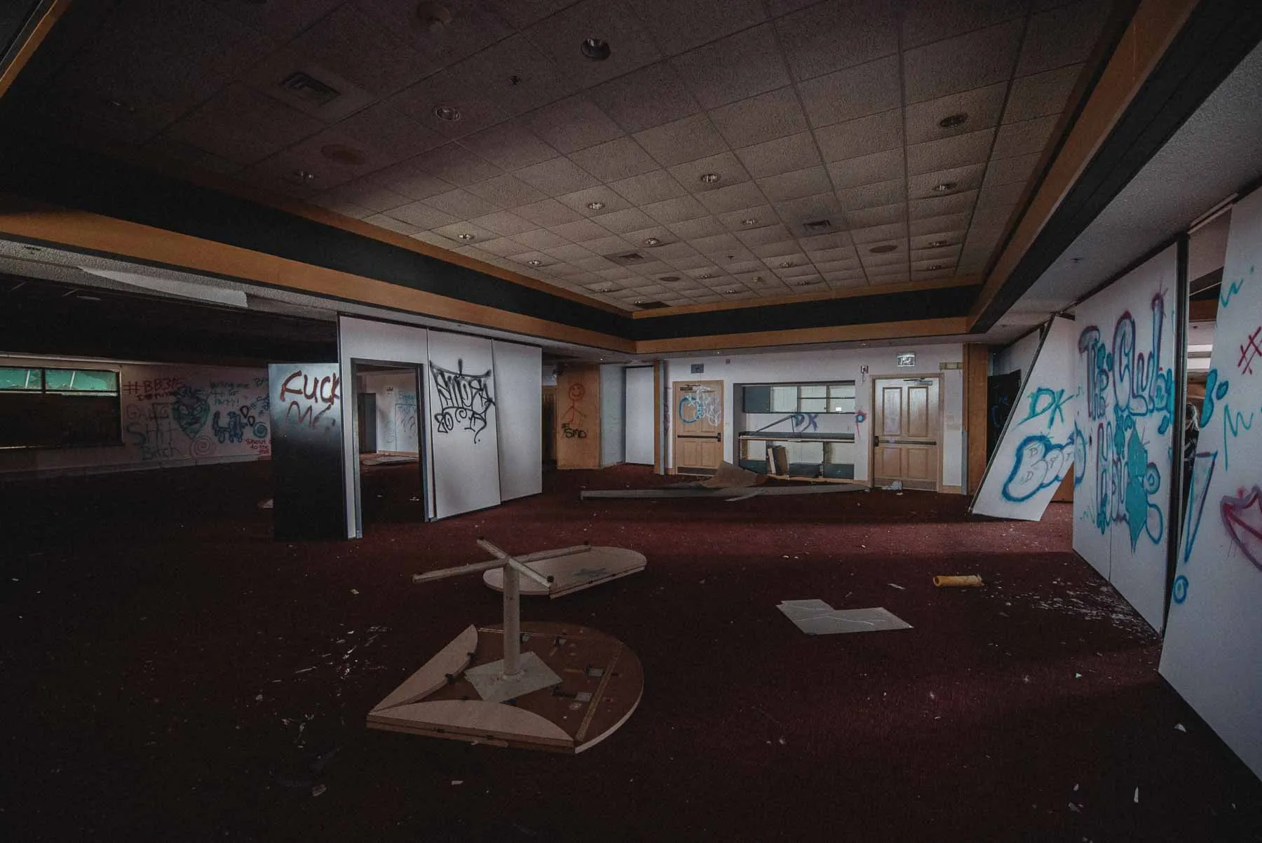Boardroom table and chairs left inside LaFayette Hills Golf Country Club