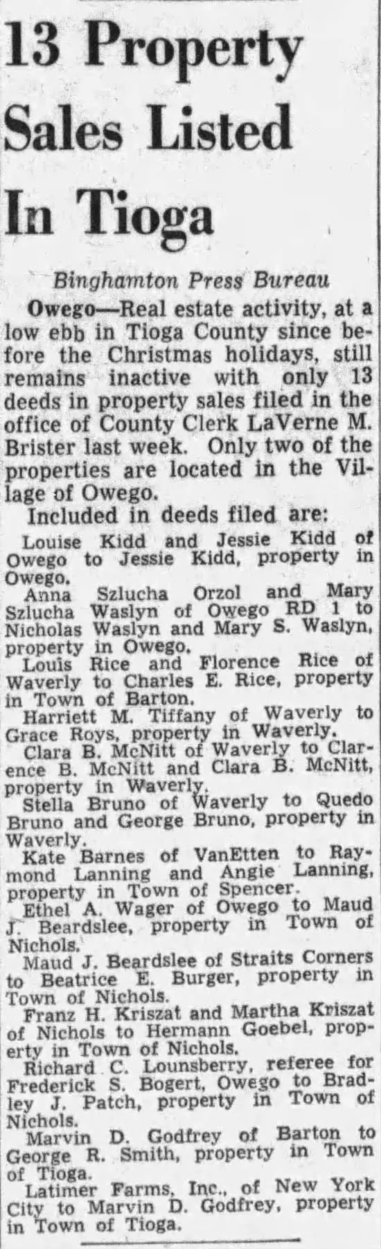 Historic deed transfer document for the Ransom House