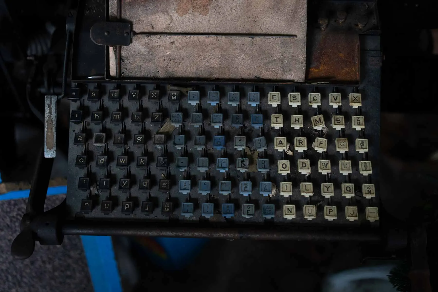 90 character Linotype keyboard inside the Ransom House