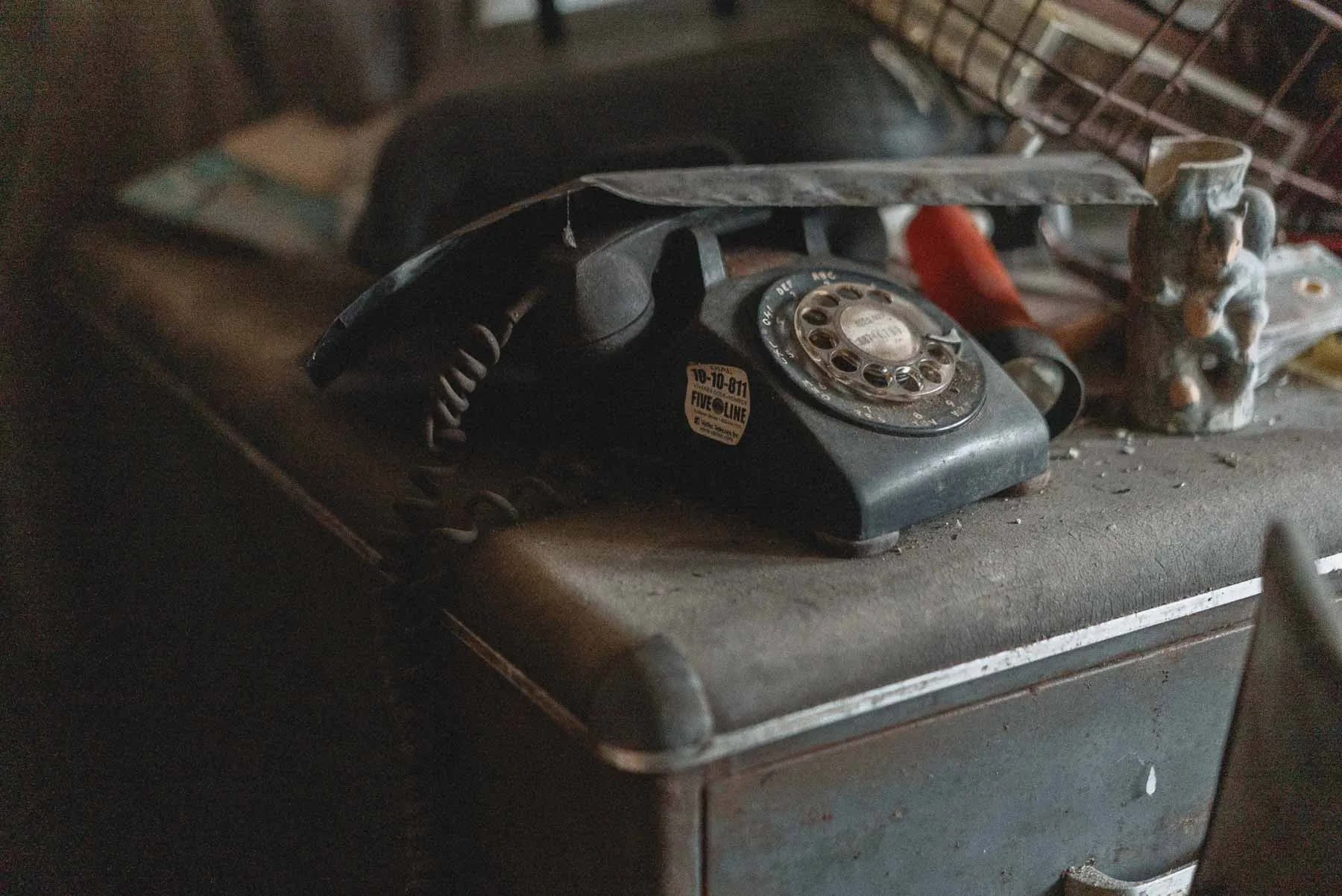 Five-line rotary phone on the tanker desk inside the Ransom House