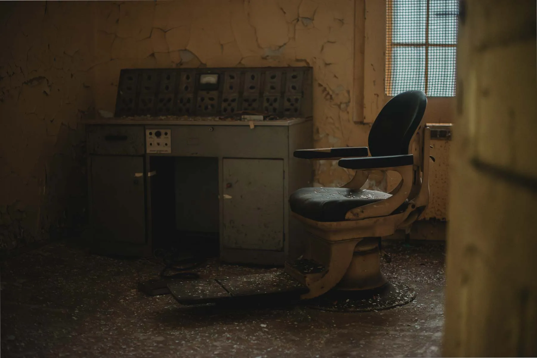 Abandoned medical equipment cart inside the Richardson Olmsted Complex